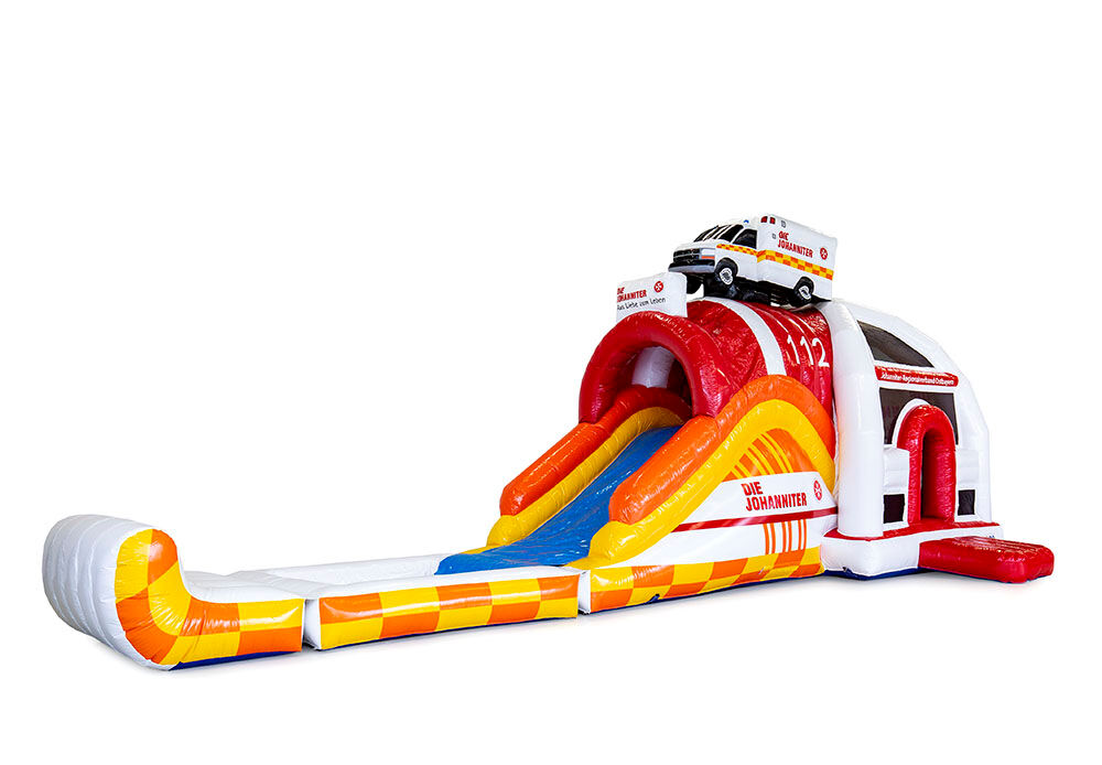 Zamów wykonane na zamówienie super dmuchane zamki Die Johanniter Multiplay Ambulance w swojej własnej tożsamości korporacyjnej w JB Dmuchańce Polska. Zamki do skakania na zamówienie wykonane w JB Dmuchańce Polska